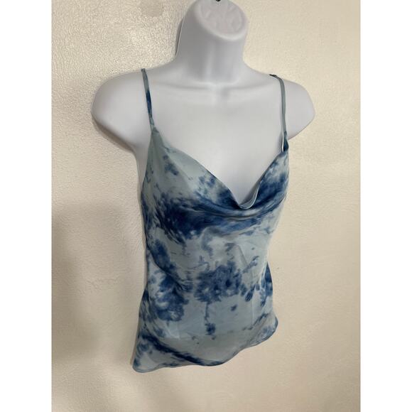 JOA Y2K Cowl Neck Satin Tank Tunic S Powder Blue Girly Casual City Street Style - Picture 3 of 9